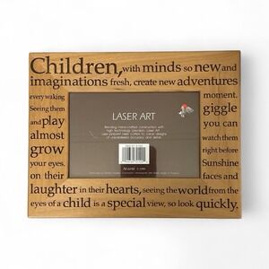 Laser Art Picture Photo Frame Wooden Etched  "Children"